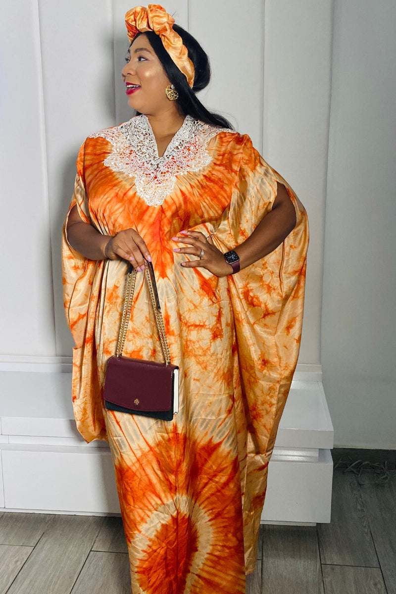 Aliya Adire Silk Kaftan