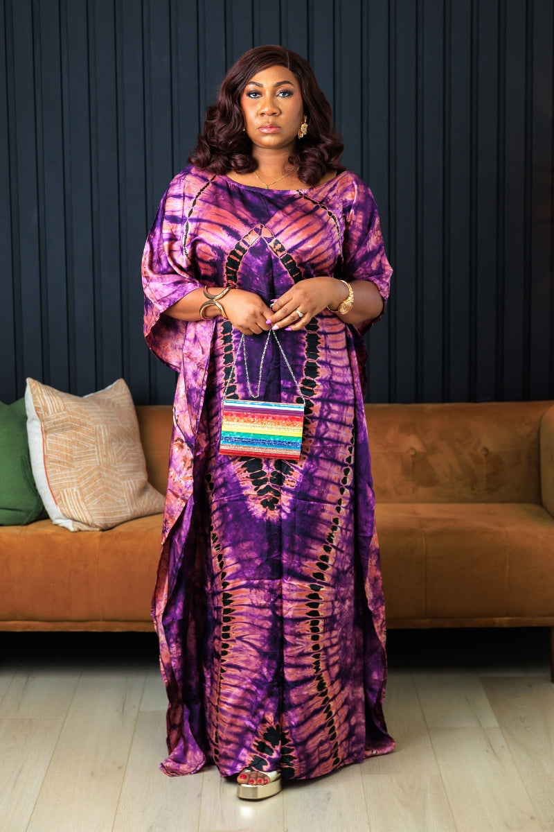 Morenike Adire Silk Boubou Kaftan Dress