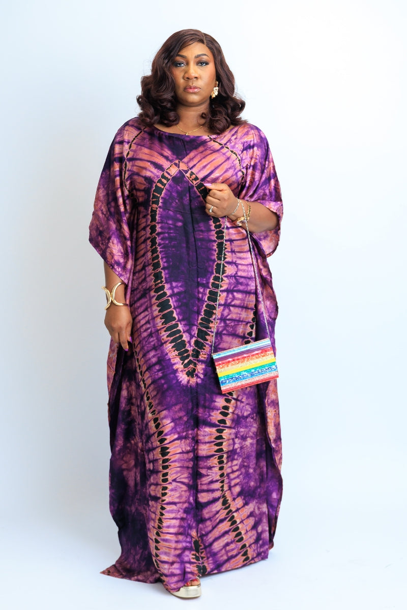 Morenike Adire Silk Boubou Kaftan Dress