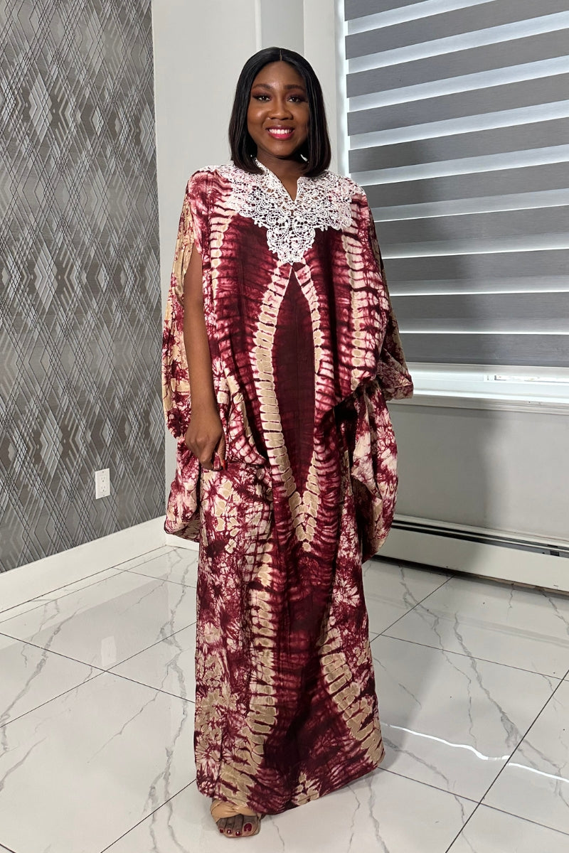 Molola Adire Silk Boubou Kaftan Dress