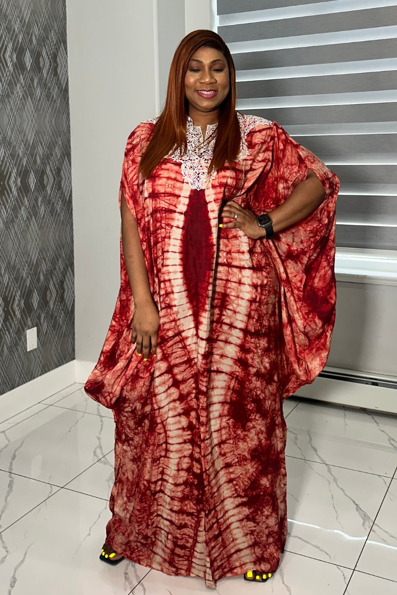 Maria Adire Silk Boubou Kaftan Dress