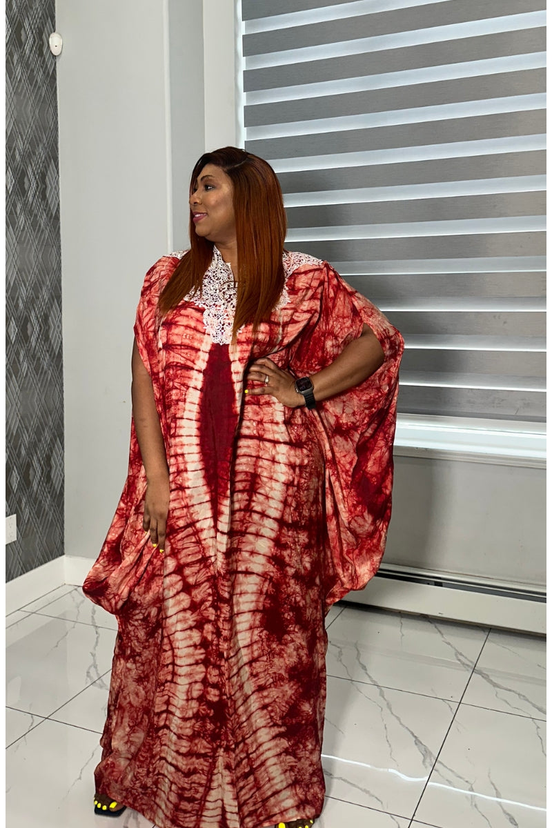 Maria Adire Silk Boubou Kaftan Dress