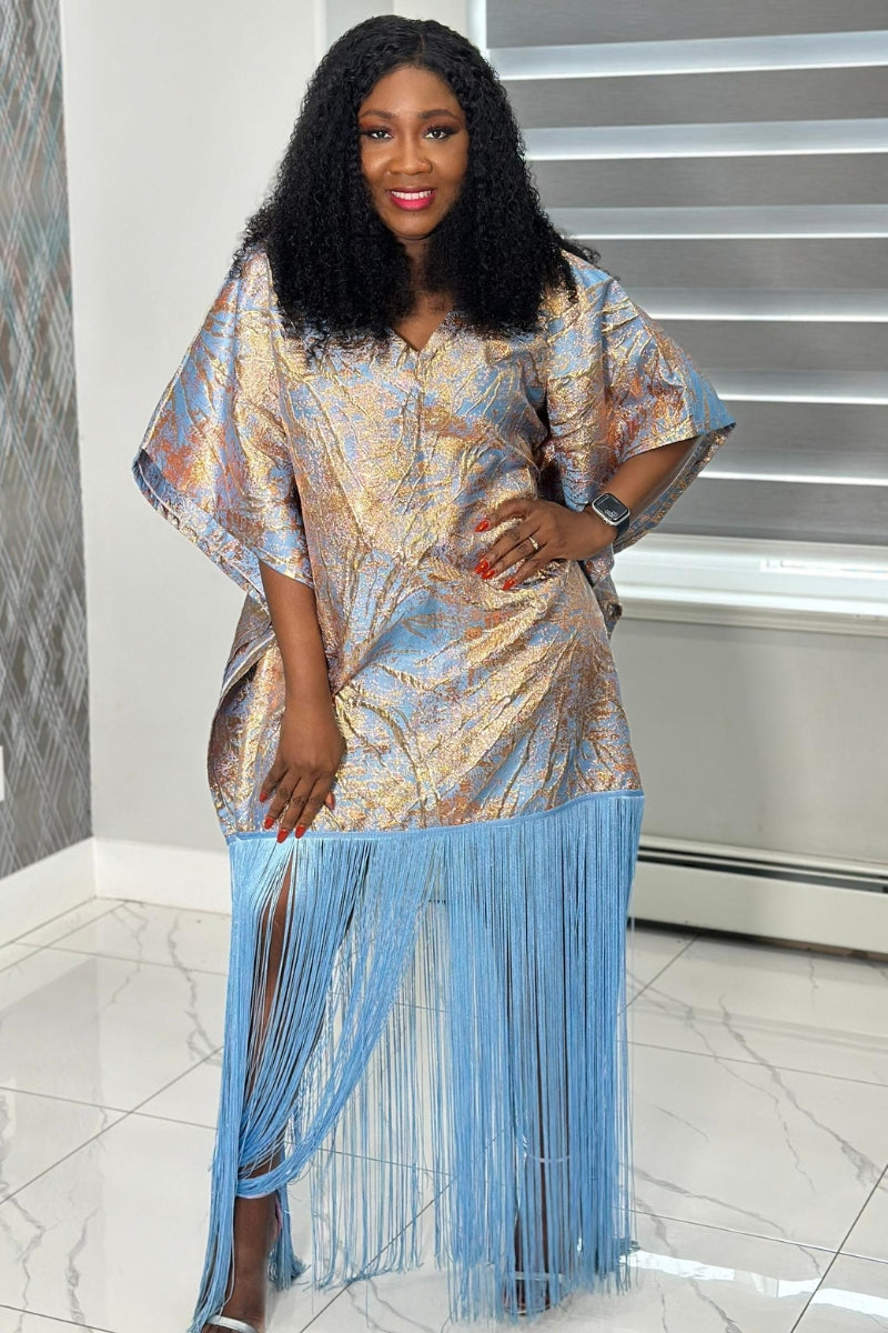 Sharon Blue Lux Damask Boubou