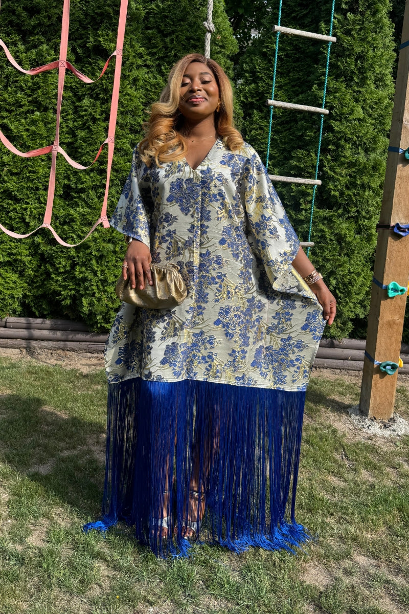 Sharon Navy Lux Damask Boubou