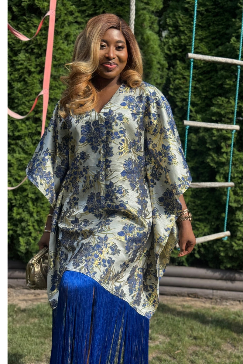 Sharon Navy Lux Damask Boubou