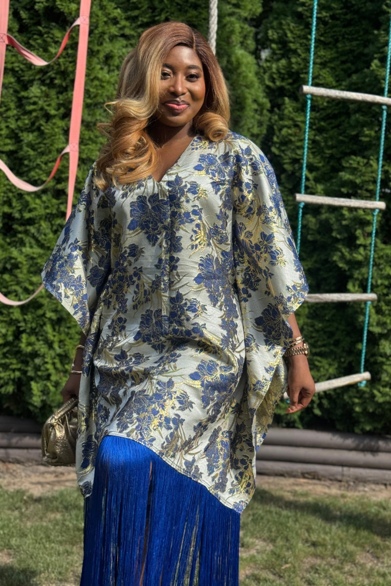 Sharon Navy Lux Damask Boubou