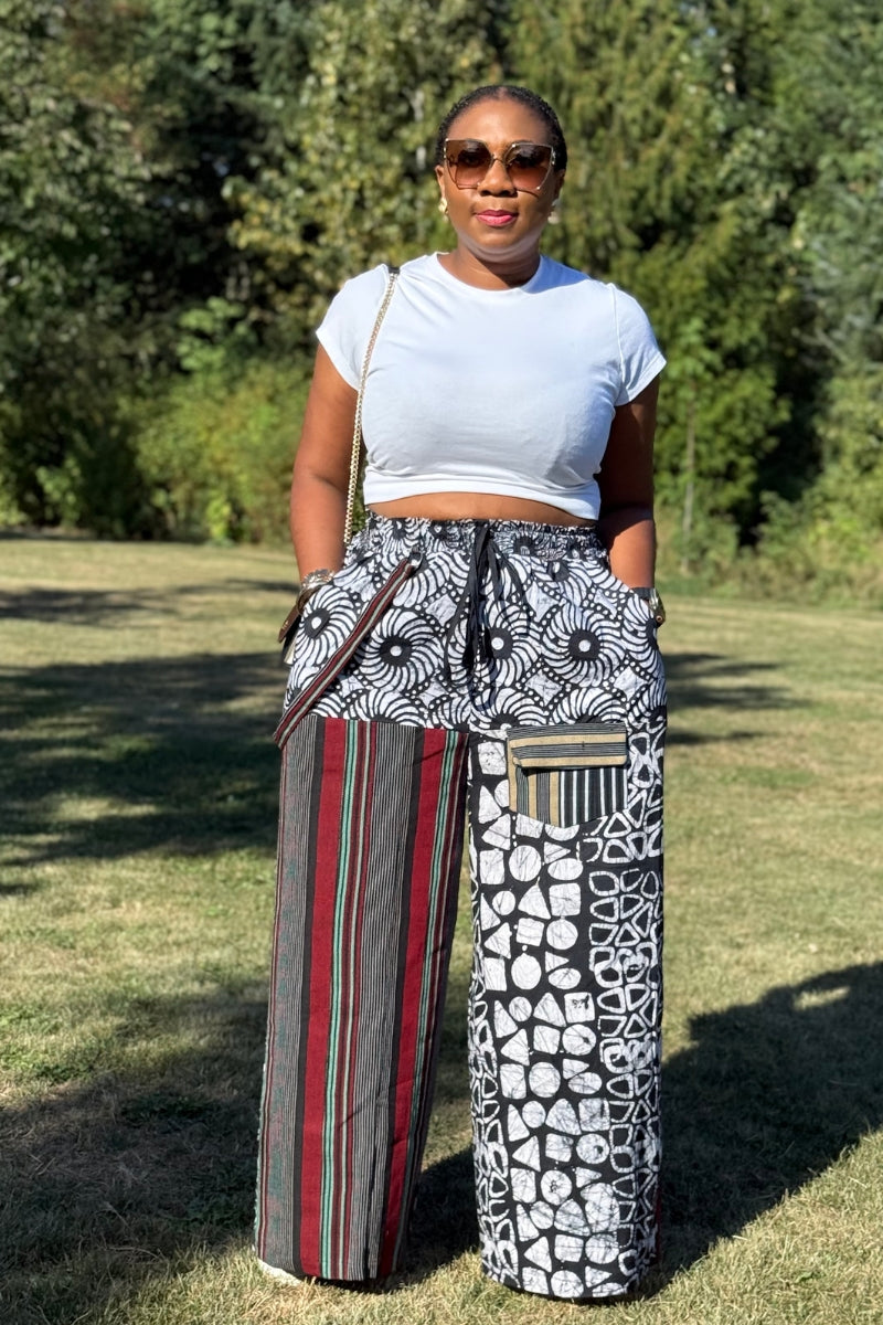 Asake Adire × Aso Oke Bold Palazzo Pants