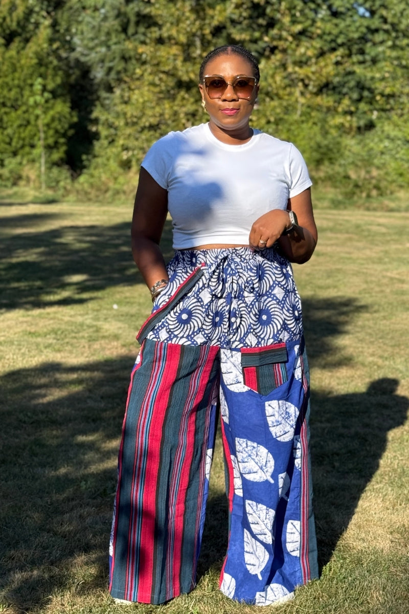 Asake Adire × Aso Oke Bold Palazzo Pants