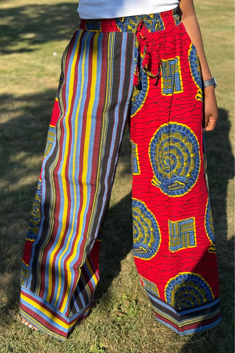 Asake Ankara × Aso Oke Bold Palazzo Pants