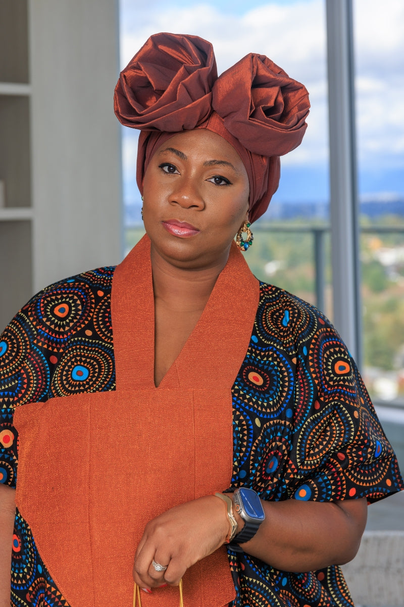 Akorede Wowen's Ankara African Print Long Boubu with Aso Oke