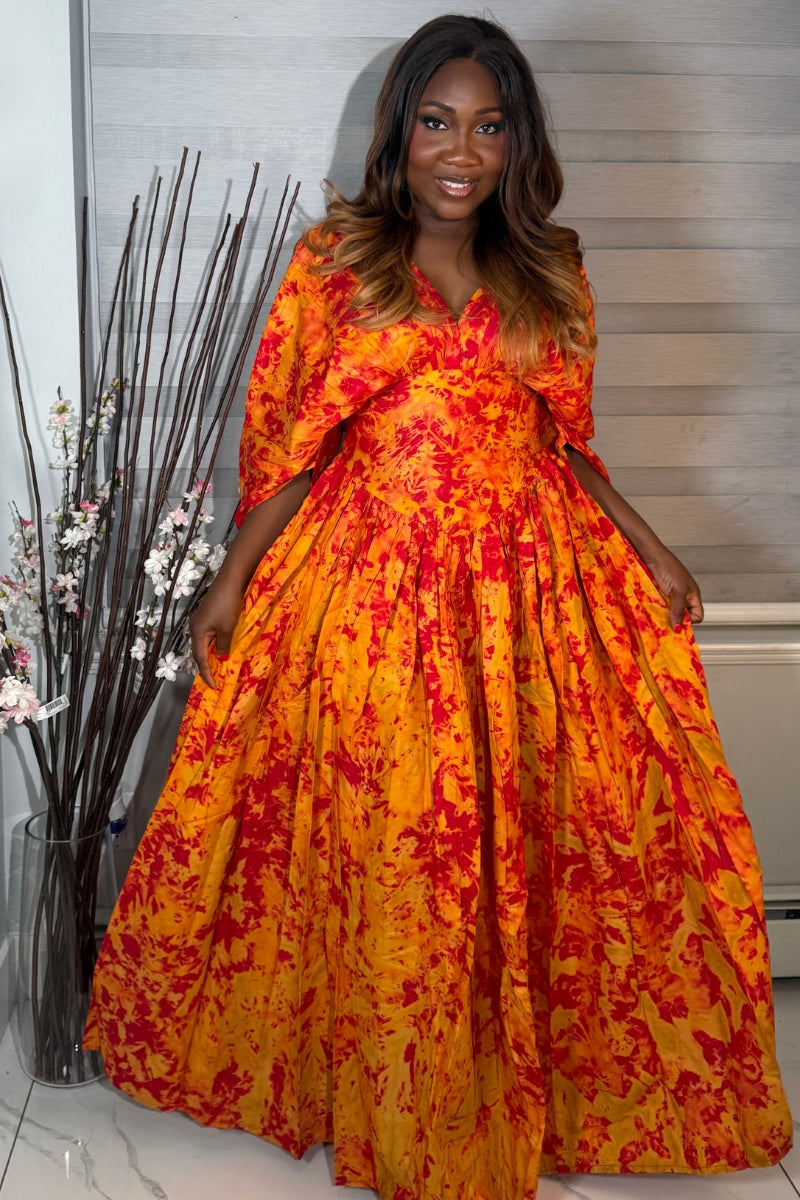 Sunset African Print Maxi Dress.