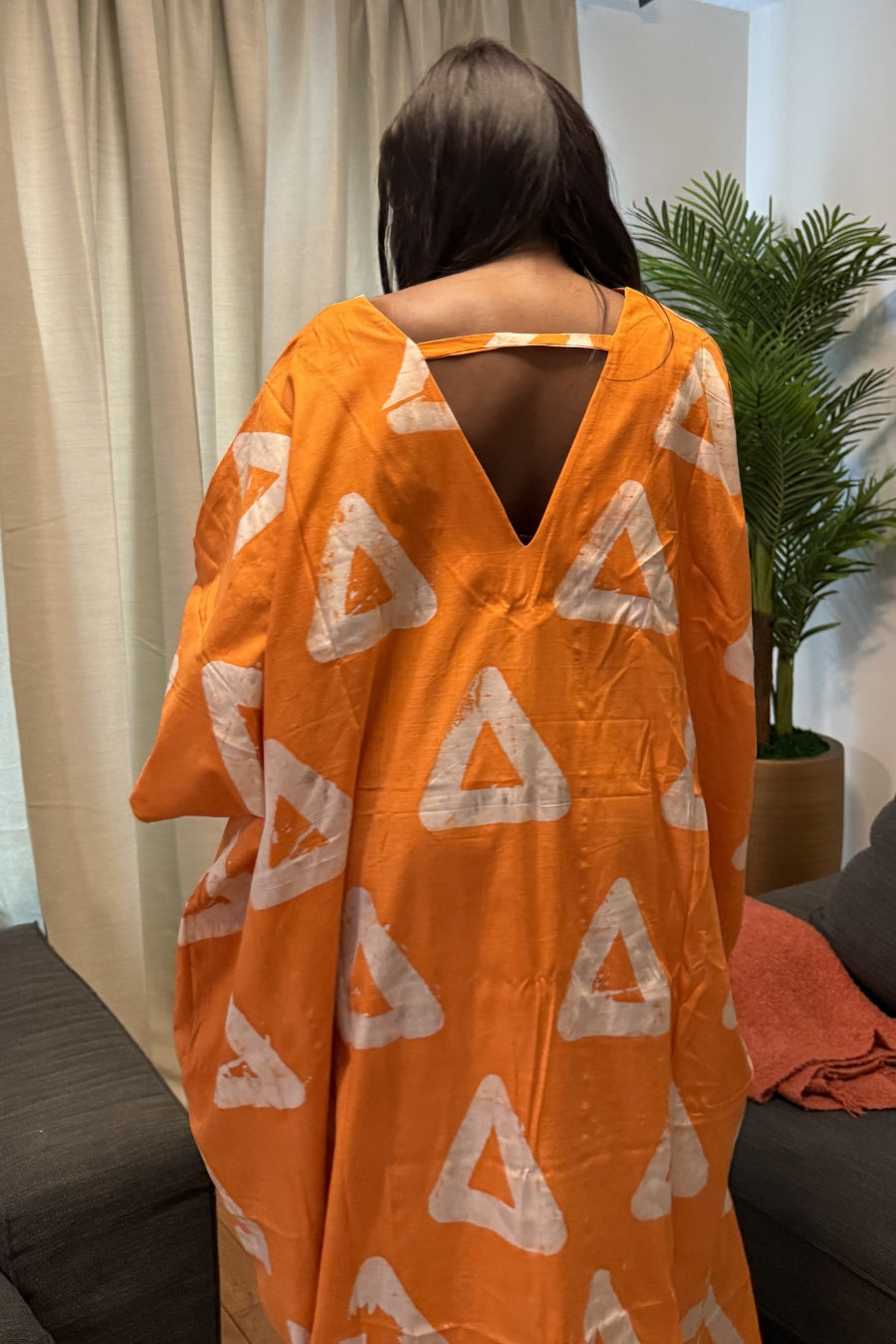 Jeje Summer Hand made African Adire Tie & Die Boubou Kaftan Dress with Side Pockets