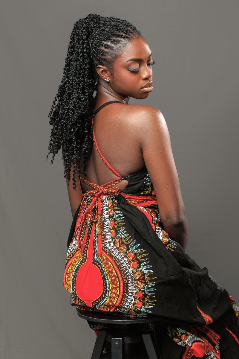 Zaria African Print Halter Maxi Dress