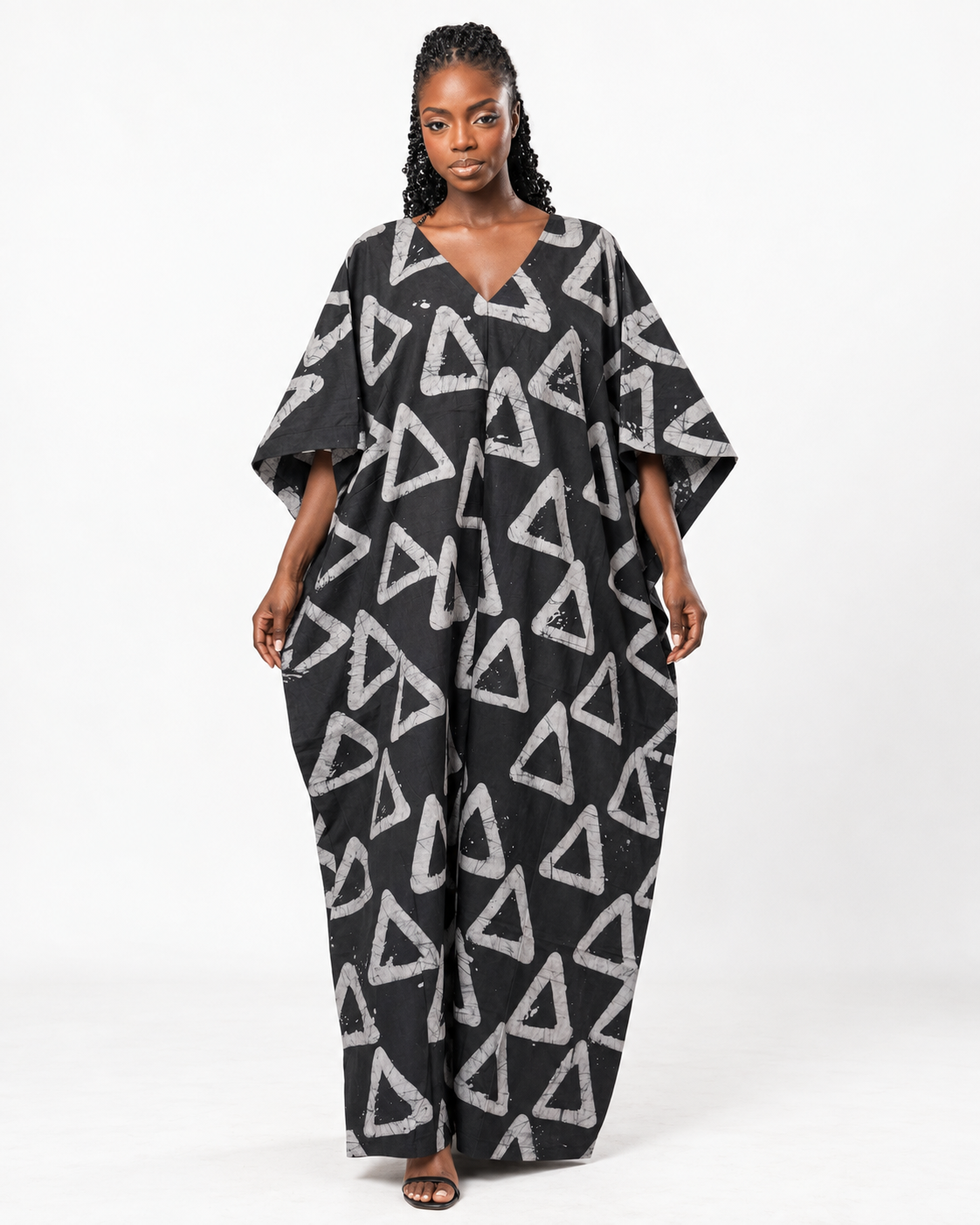 Jeje Summer Hand made African Adire Tie & Die Boubou Kaftan Dress with Side Pockets