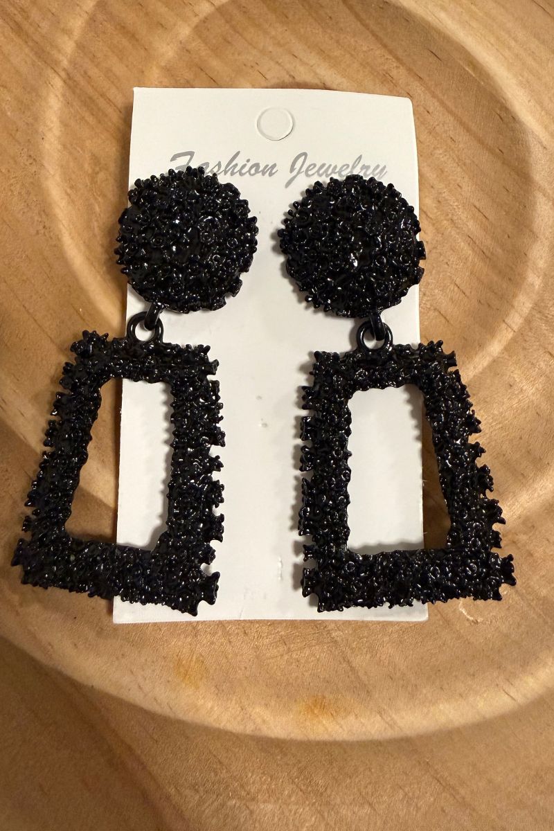 Textured Geometric Earrings, Rectangle Statement Drops, Modern Afro Chic Jewelry, Bold Lightweight Gift for Her