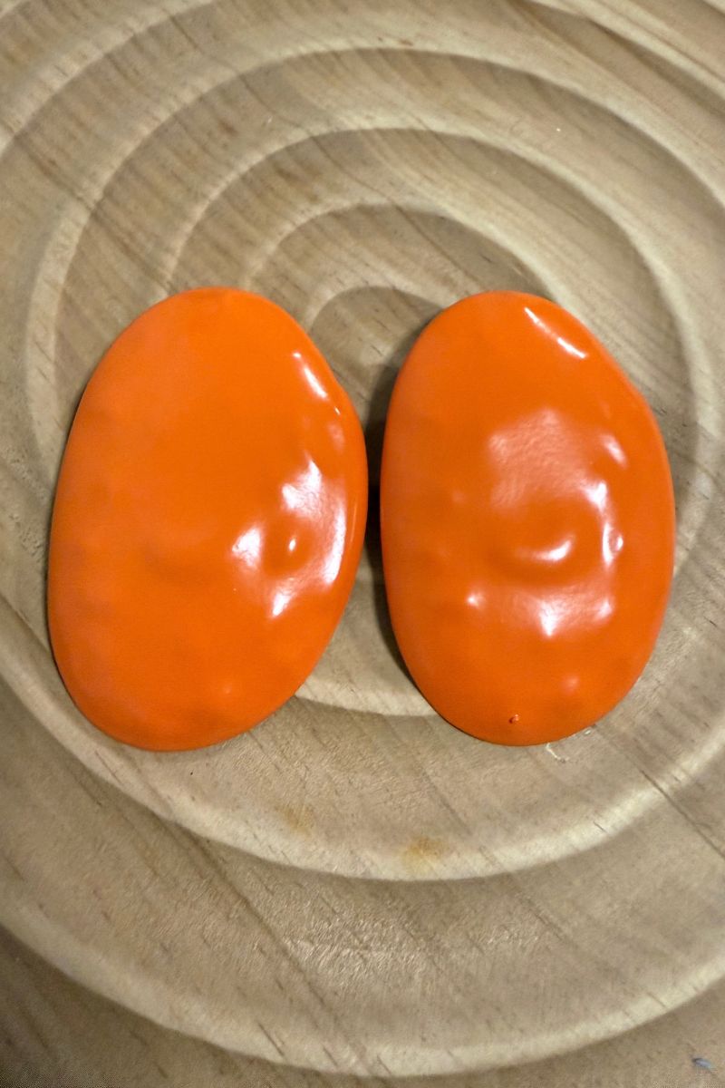 Oversized Red Oval Earrings, Glossy Statement Studs, Bold Afro Chic Jewelry, Large Red Fashion Earrings, Gift for Her