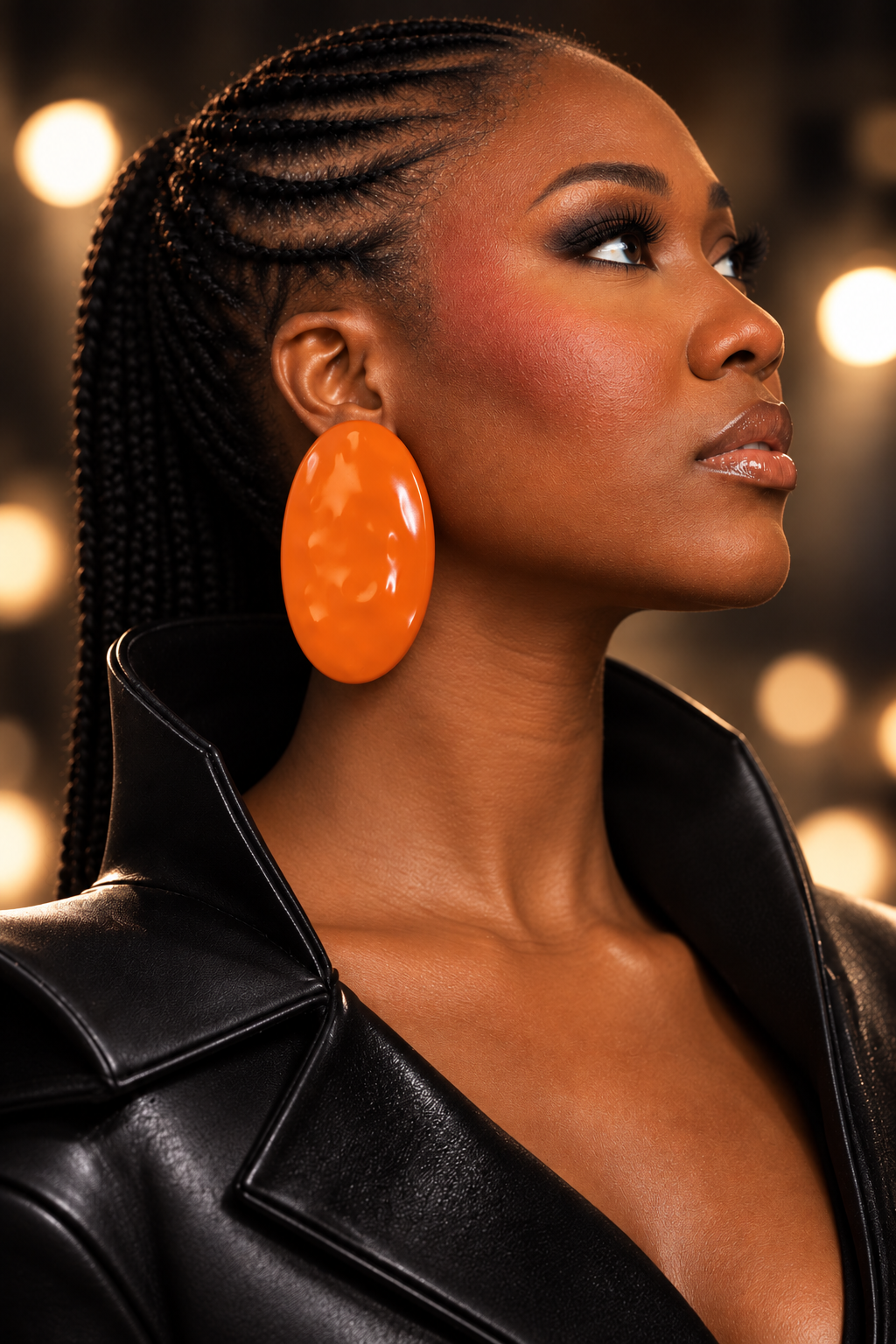 Oversized Red Oval Earrings, Glossy Statement Studs, Bold Afro Chic Jewelry, Large Red Fashion Earrings, Gift for Her
