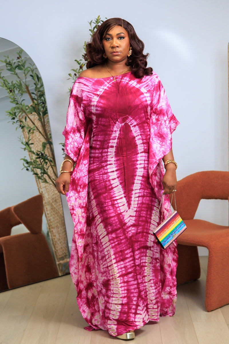 Moremi Adire Silk Boubou Kaftan Dress