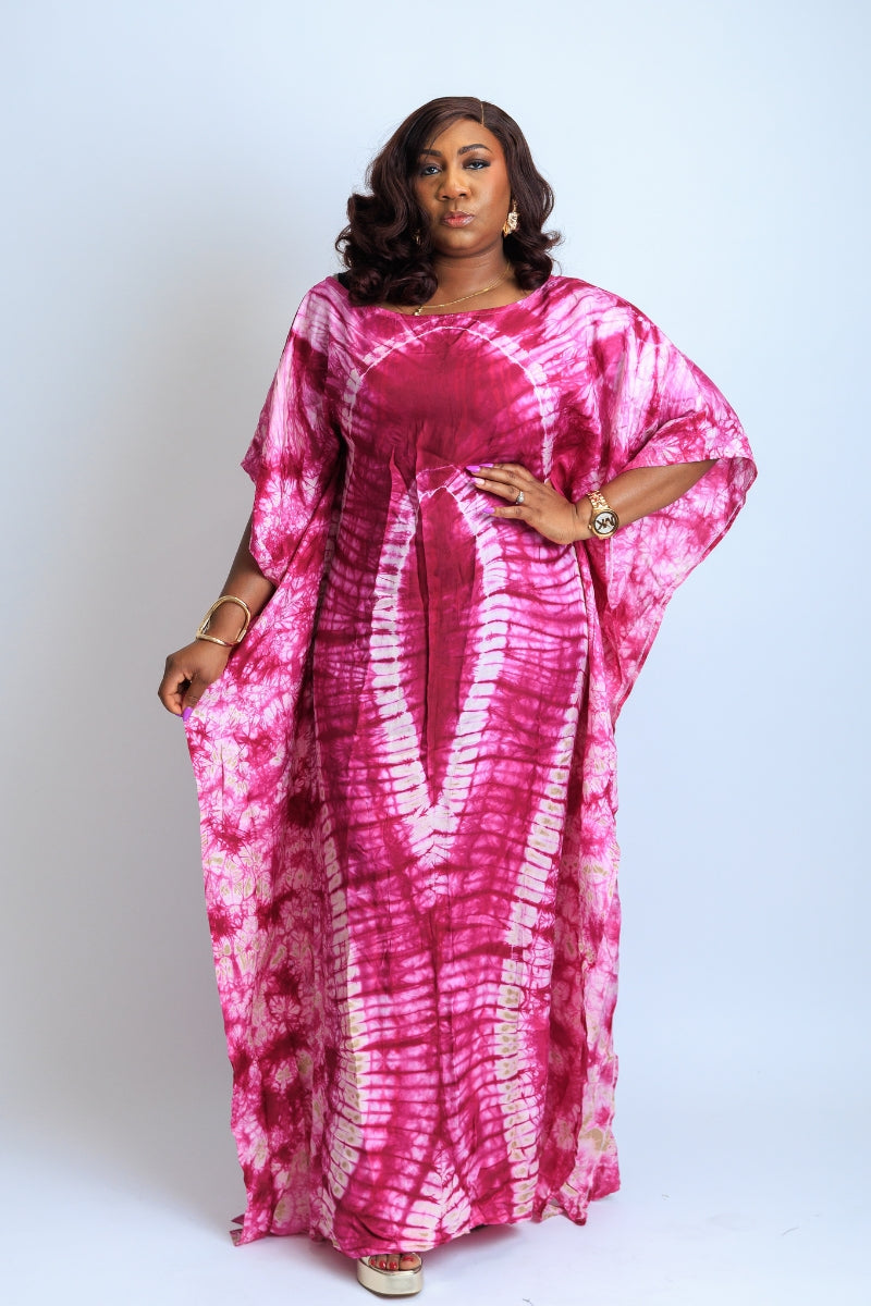 Moremi Adire Silk Boubou Kaftan Dress