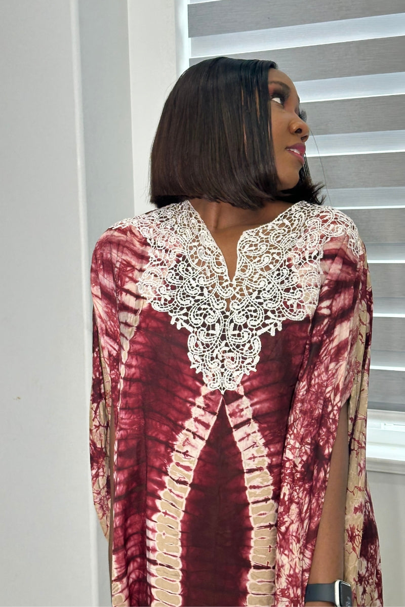 Molola Adire Silk Boubou Kaftan Dress