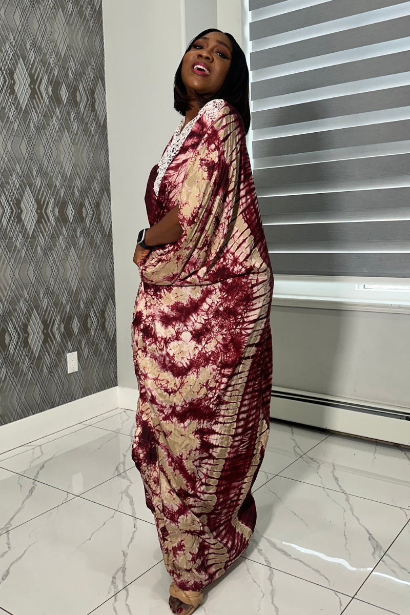 Molola Adire Silk Boubou Kaftan Dress