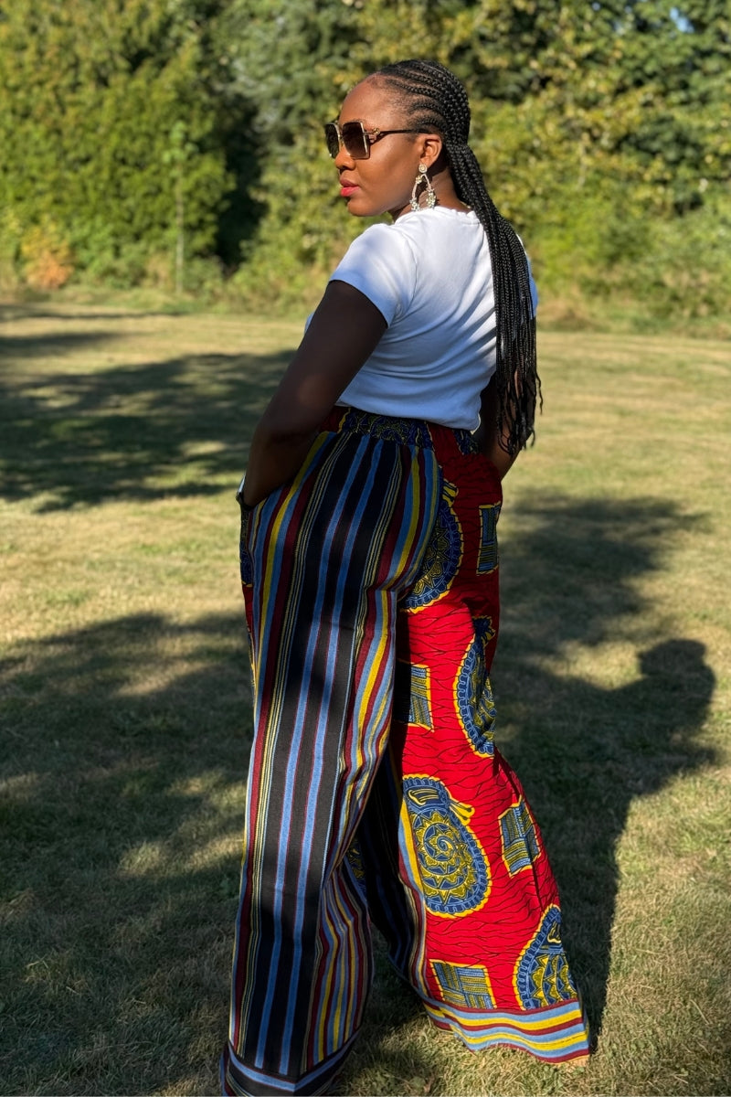 Asake Ankara × Aso Oke Bold Palazzo Pants