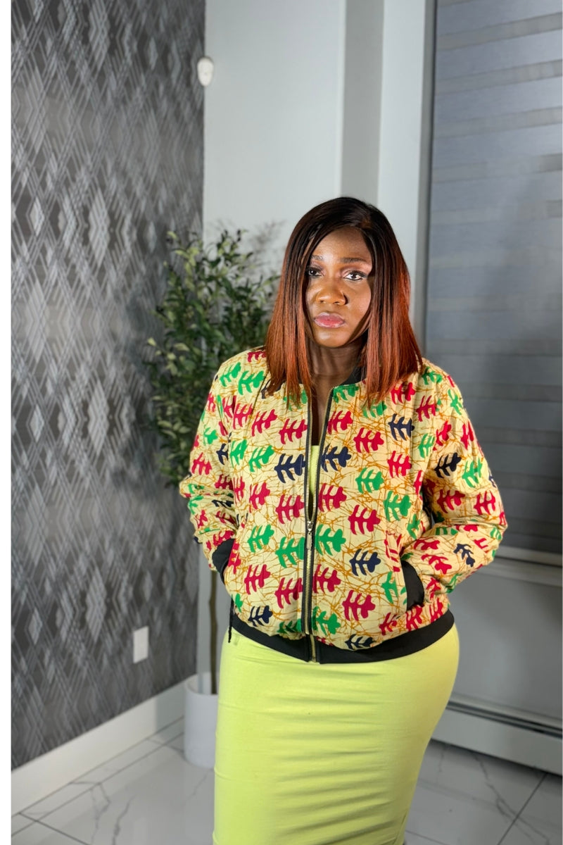 African Ankara Print Bomber Jacket: Suit Lined Afrocentric Coat