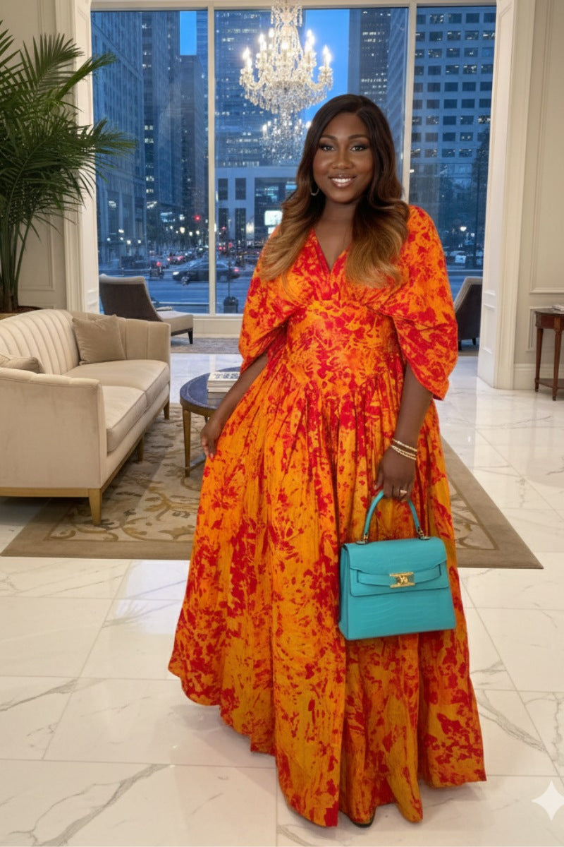 Sunset African Print Maxi Dress.