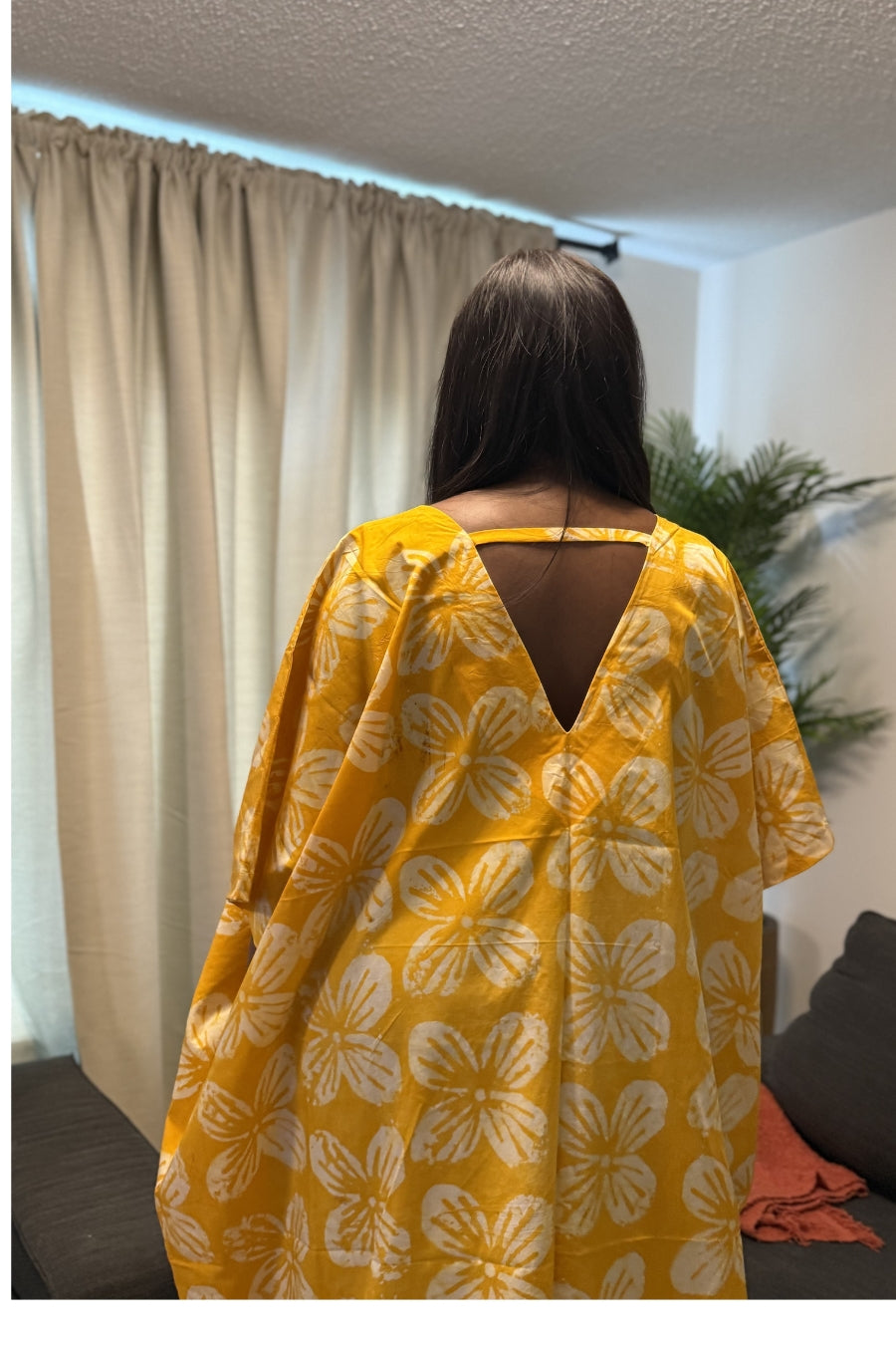 Jeje Summer Hand made African Adire Tie & Die Boubou Kaftan Dress with Side Pockets