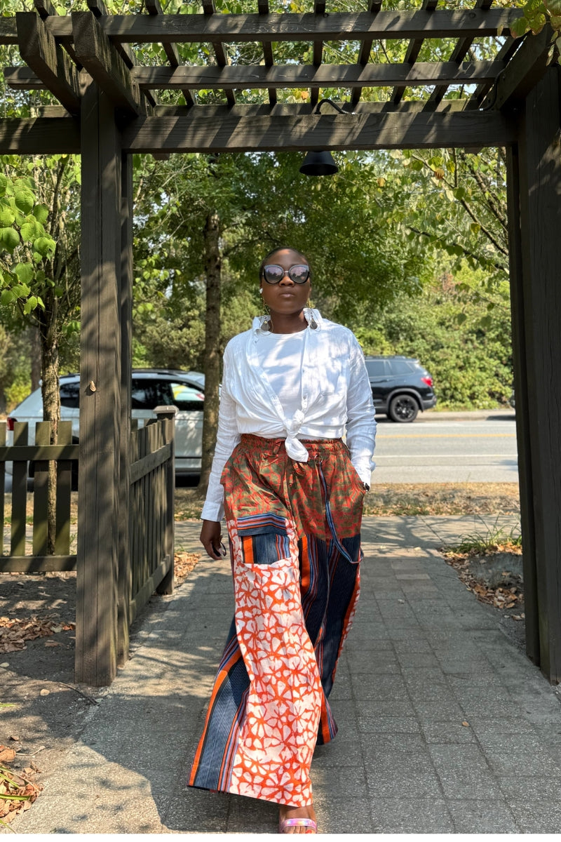 Asake Adire × Aso Oke Bold Palazzo Pants