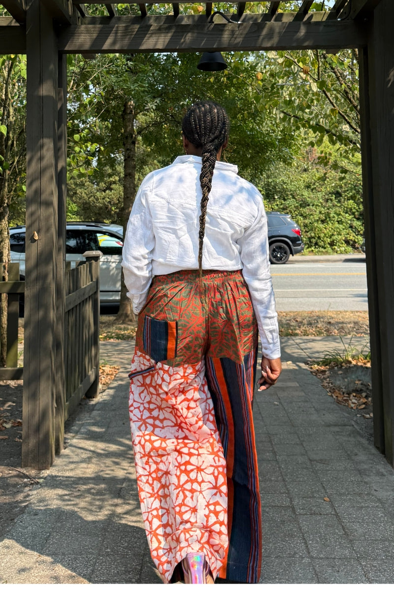 Asake Adire × Aso Oke Bold Palazzo Pants