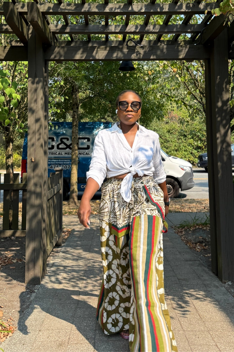 Asake Adire × Aso Oke Bold Palazzo Pants