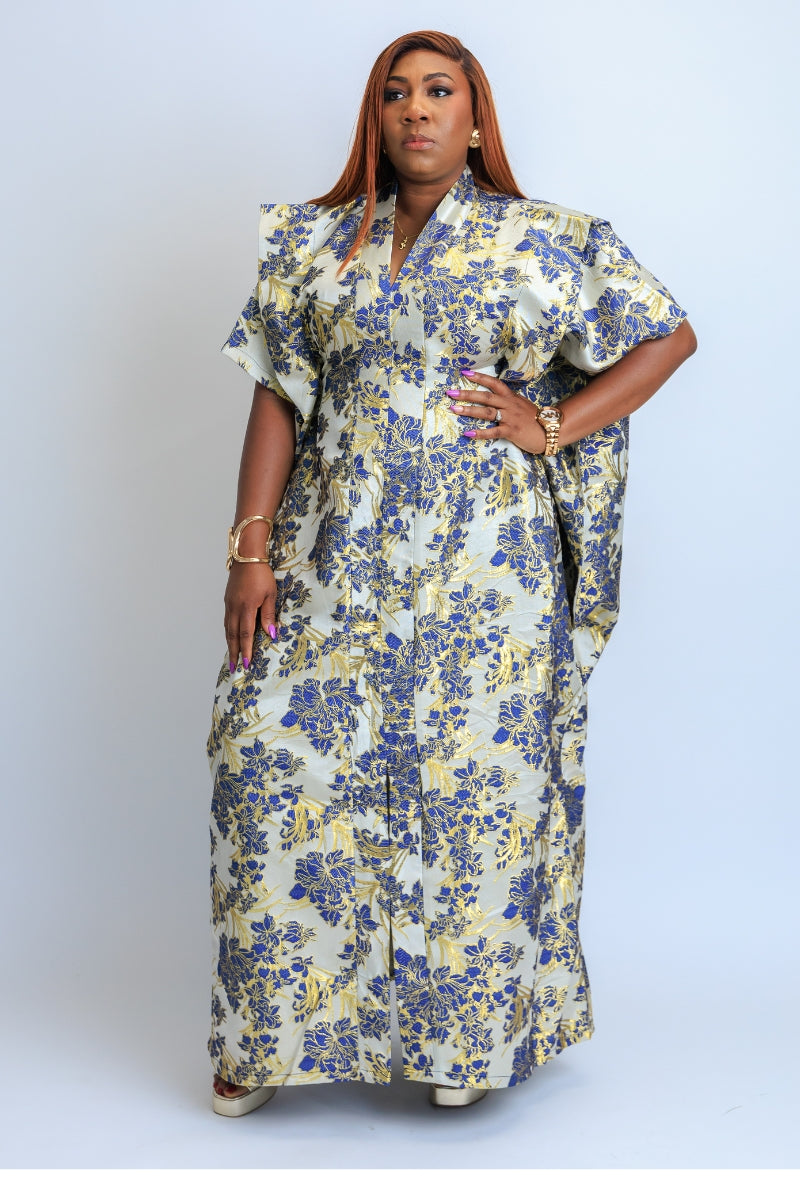 Rose Blue Damask Boubou