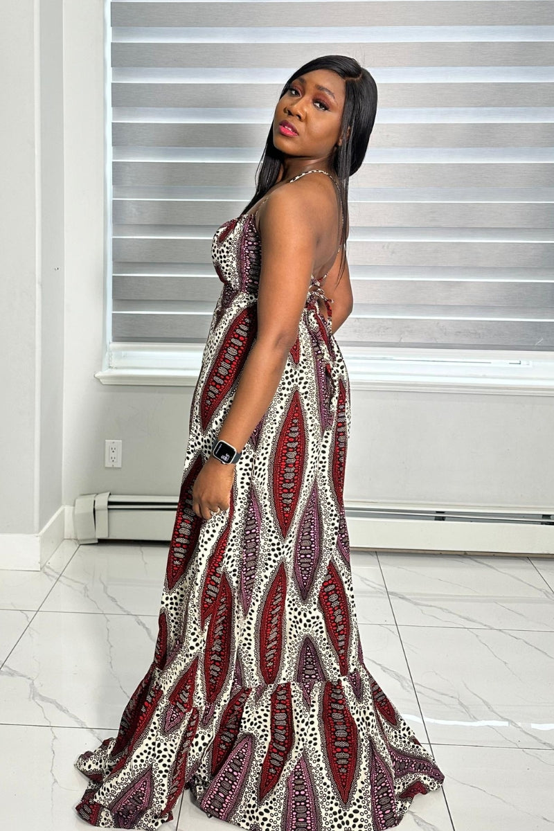 Jemila African Print Halter Maxi Dress