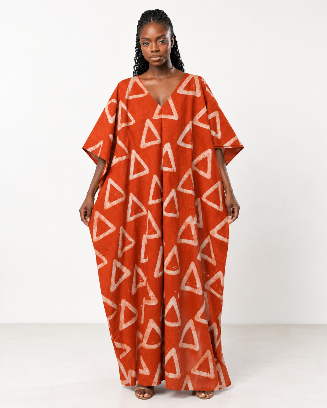 Jeje Summer Hand made African Adire Tie & Die Boubou Kaftan Dress with Side Pockets