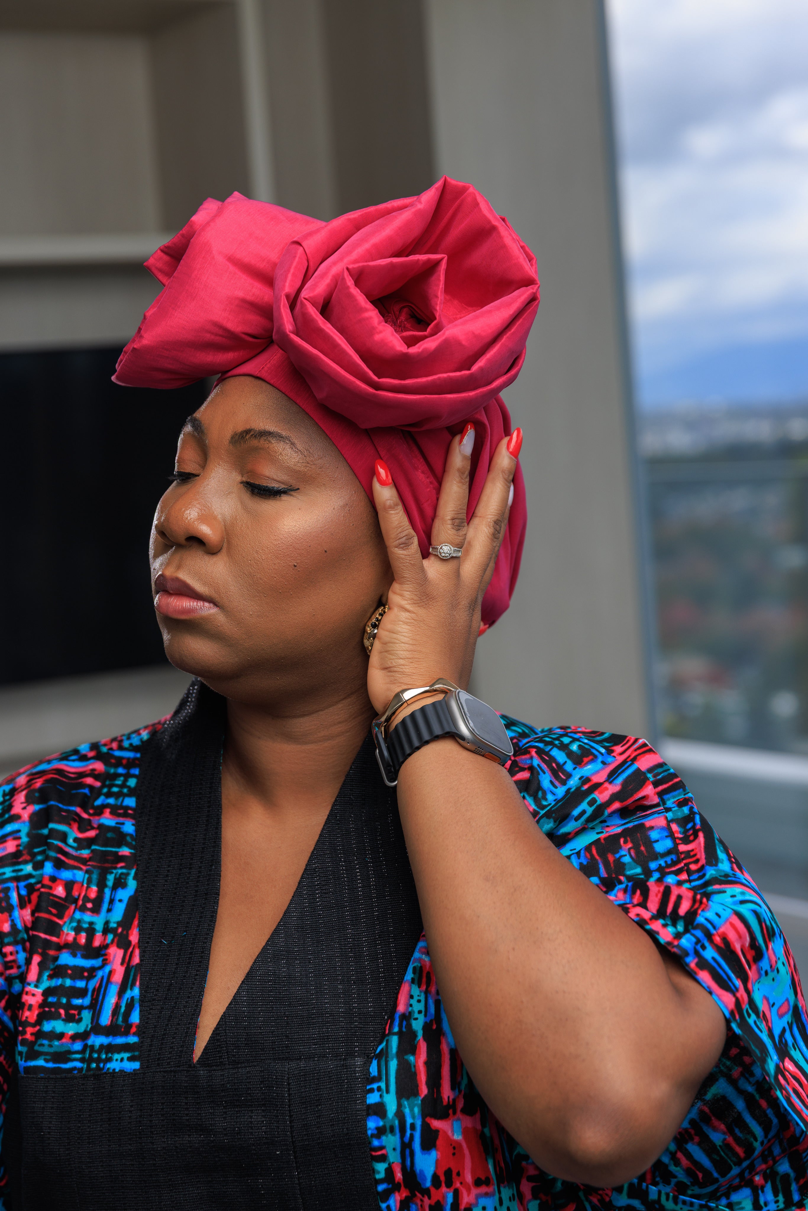 DUDUKE BEADED RUFFLE BAND TURBAN