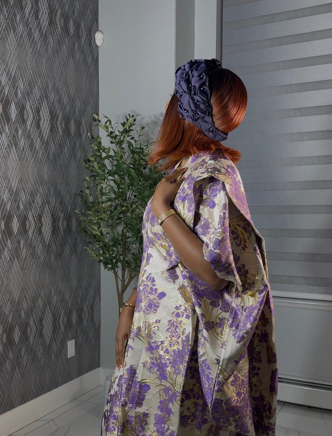 DUDUKE BEADED RUFFLE BAND TURBAN