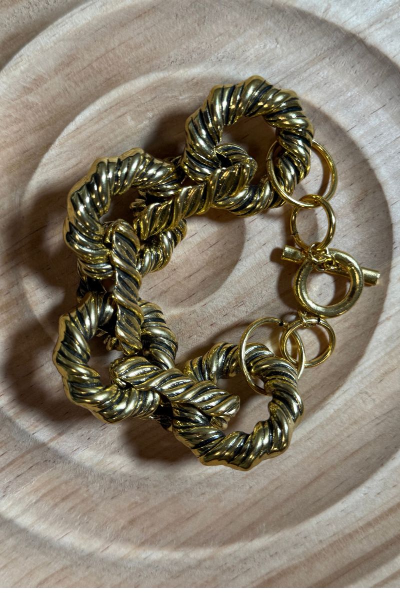 Chunky Gold Rope Link Necklace and Bracelet Set, Bold Chain Jewelry Set, Statement Gold Jewellery, Gift for Her