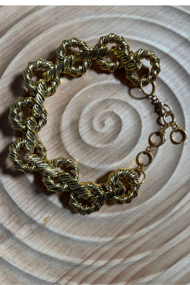 Chunky Gold Rope Link Necklace and Bracelet Set, Bold Chain Jewelry Set, Statement Gold Jewellery, Gift for Her